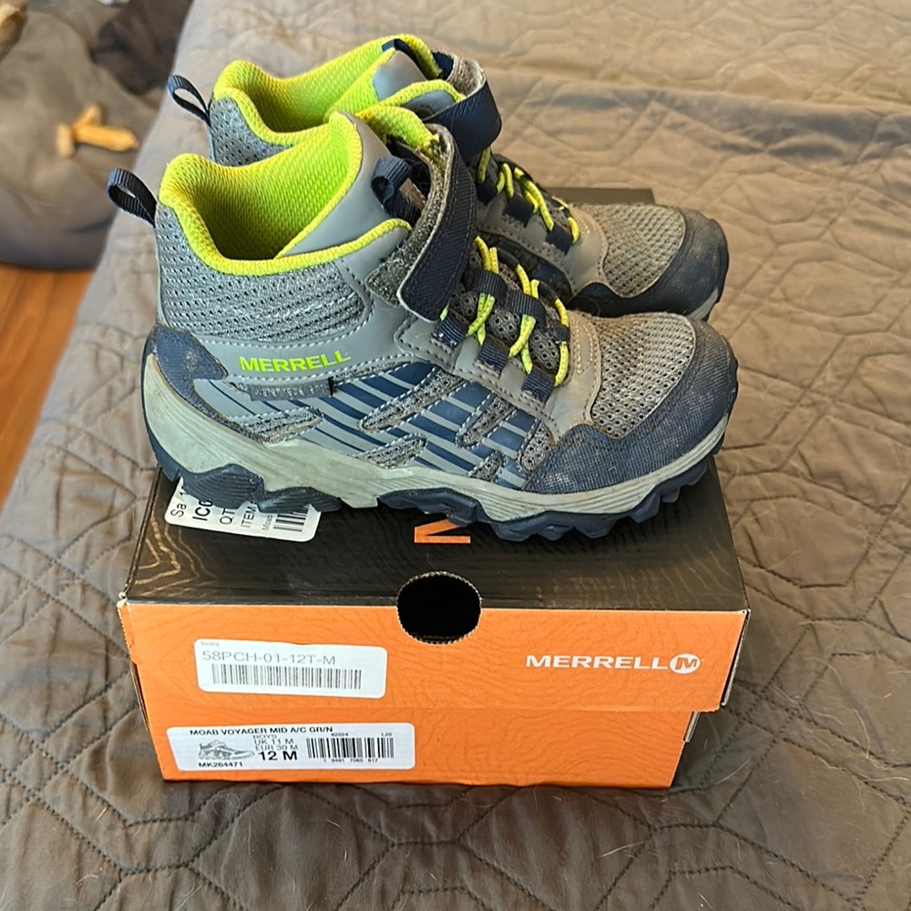 Merrell Kids' Gray and Blue Hiking Boots